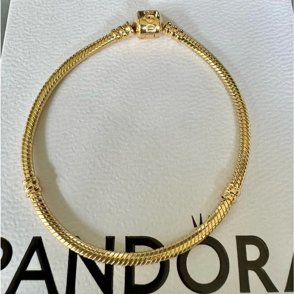 ❗️NEW❗️100% Authentic PANDORA Moments Snake Bracelet 14k Yellow Gold 7.9”